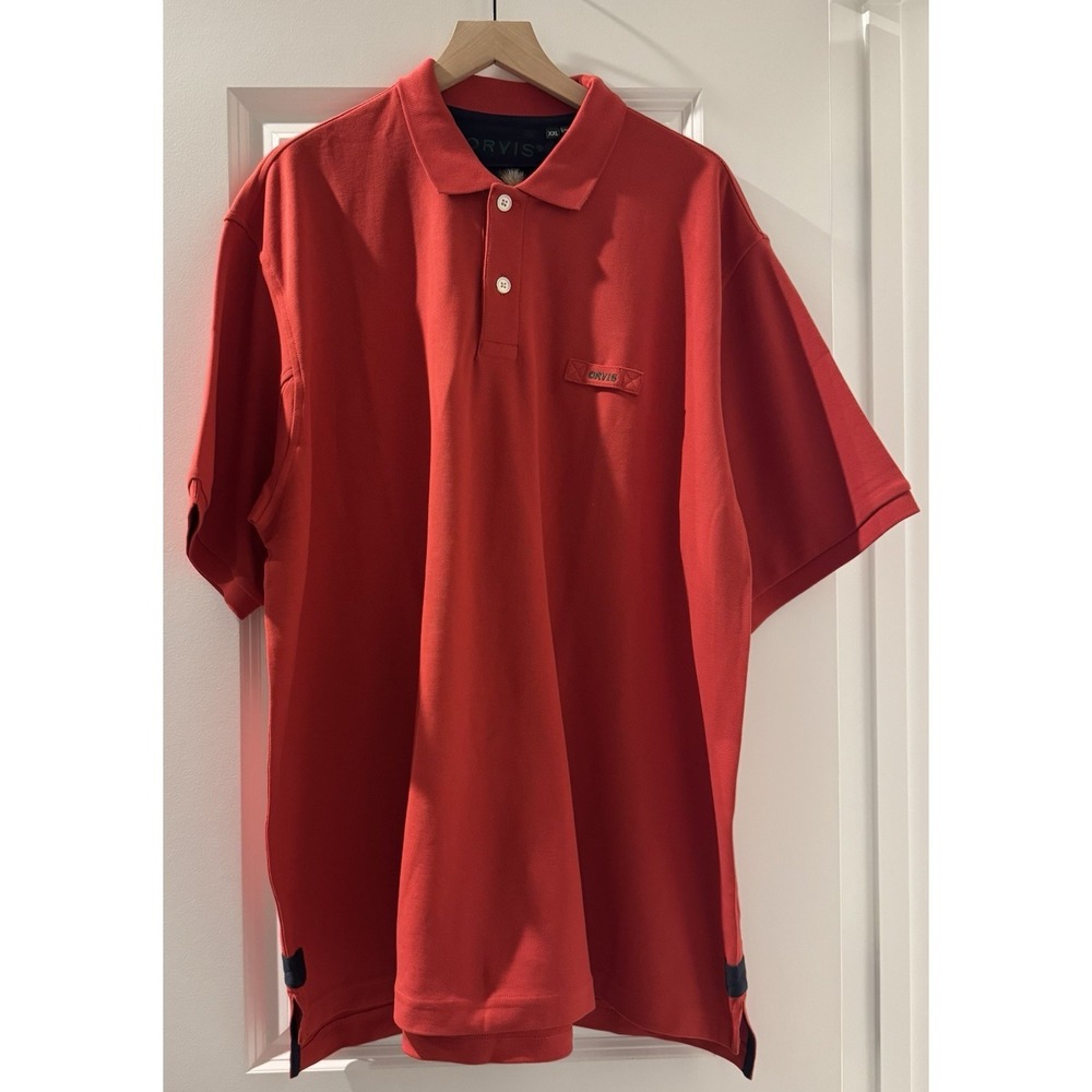 Orvis Polo Shirt Mens XXL Red Pique Cotton Golf Casual Outdoor Classic Fit